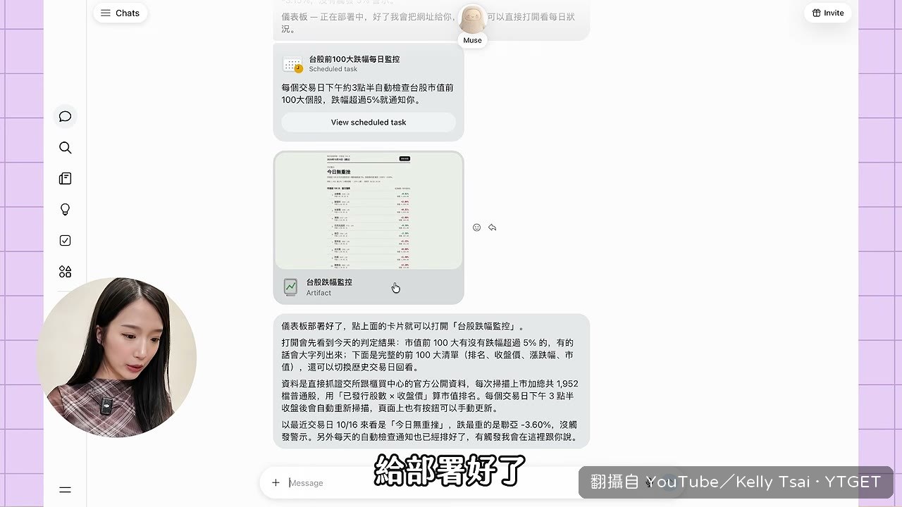 Muse 部署好的台股跌幅監控儀錶板