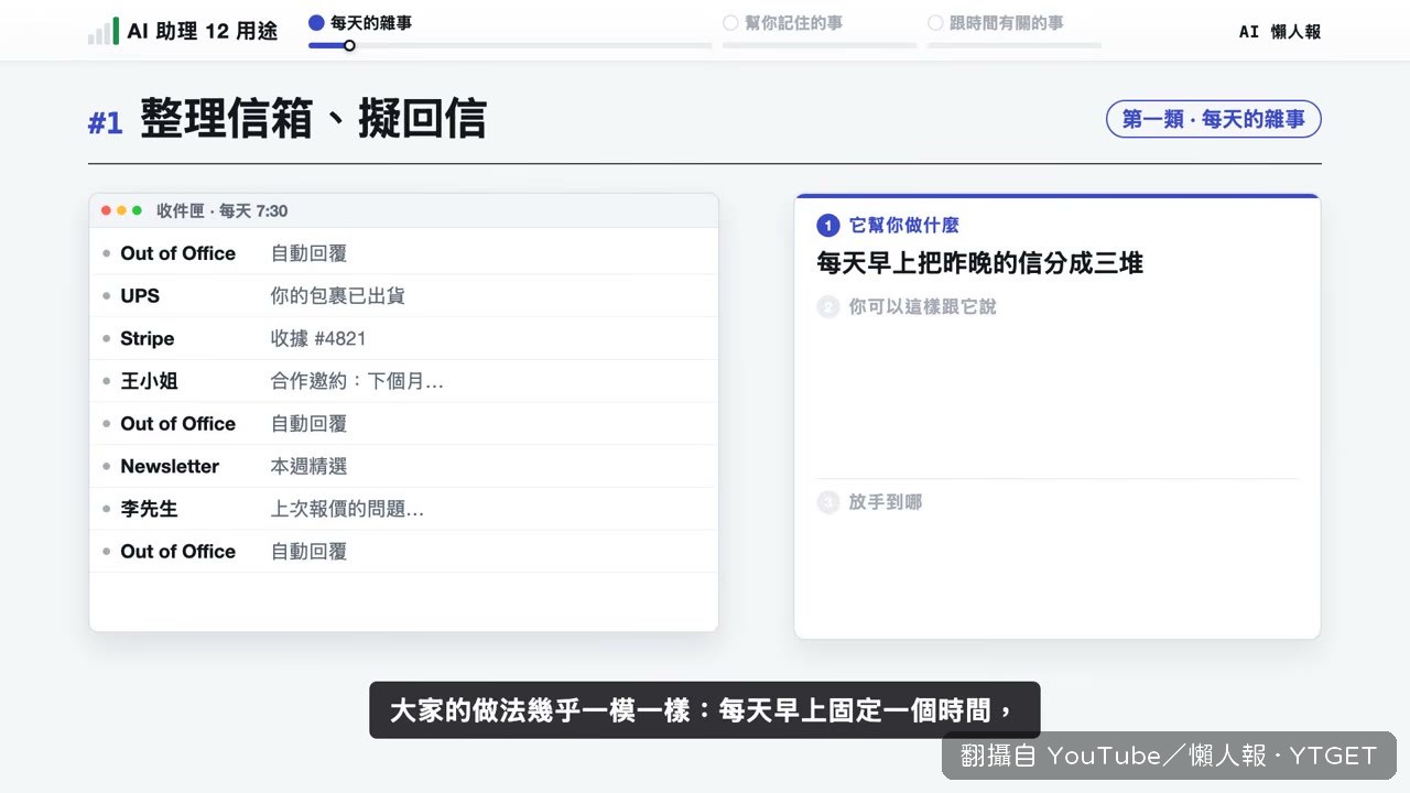 AI 把信箱分成三堆