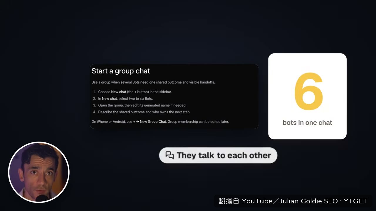 六個 bot 在群組裡互相接話