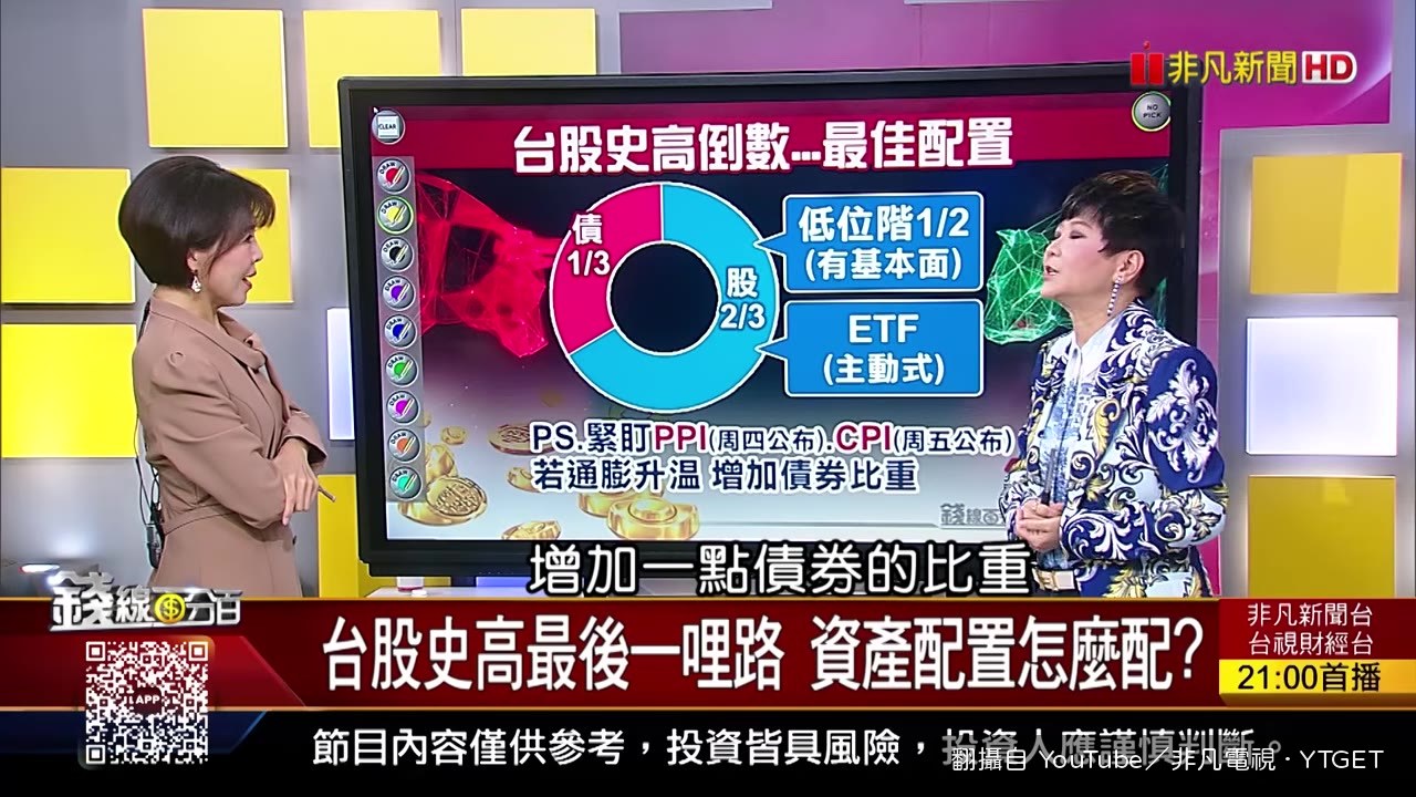 蜀芳老師整理股債配置比例給觀眾參考