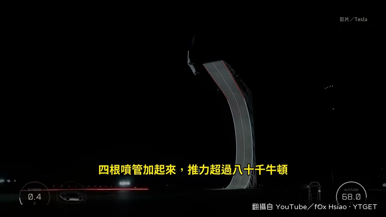 四根噴管推力超過 80 千牛頓