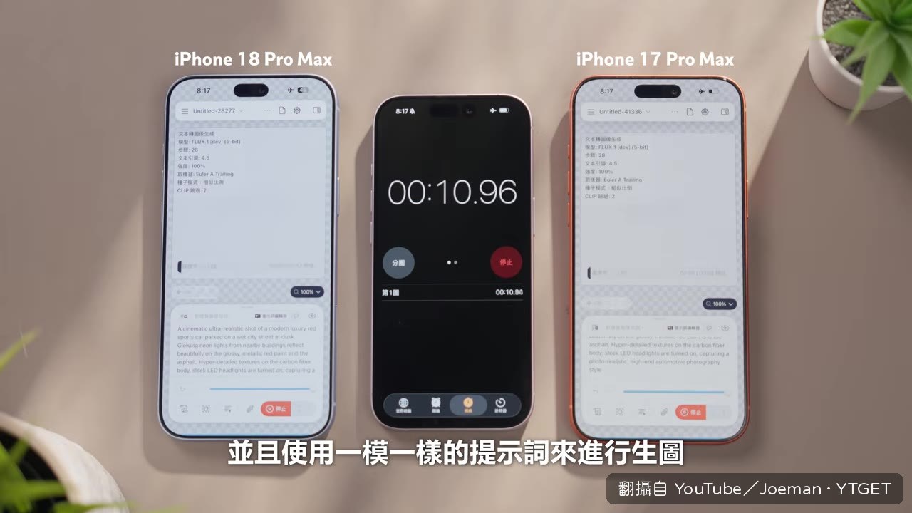 離線AI生圖，18 Pro Max比17 Pro快37%