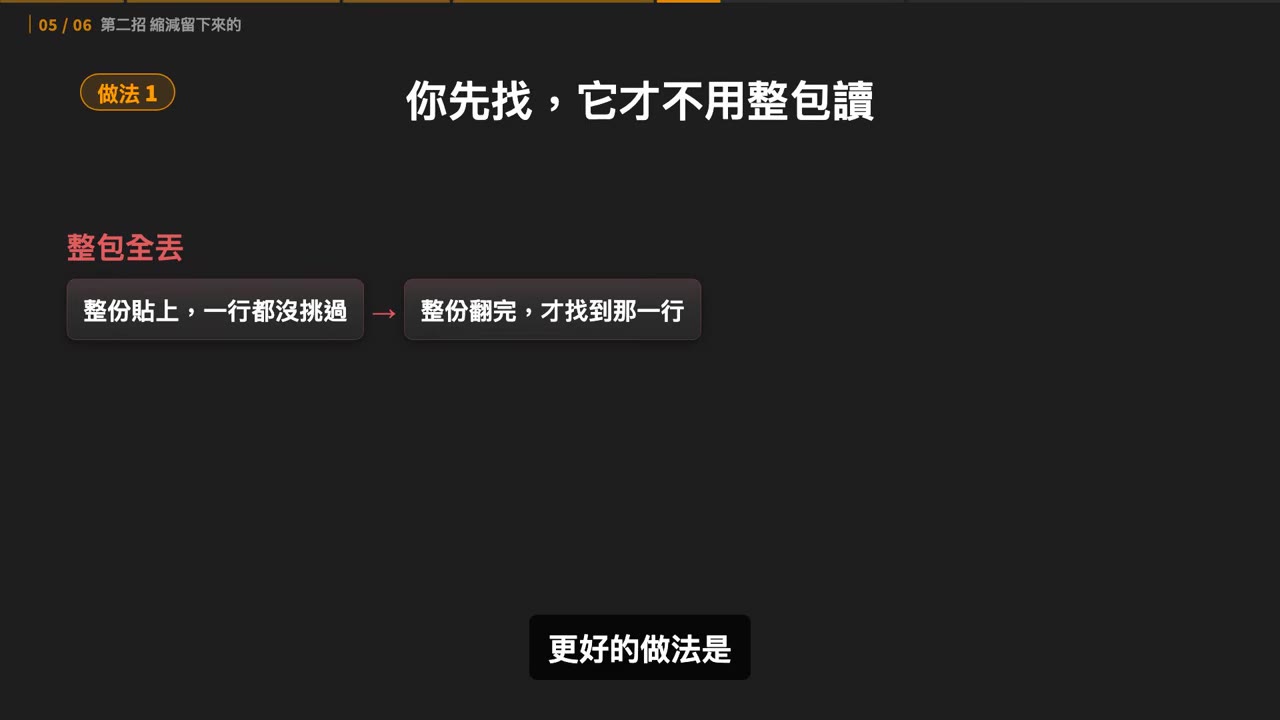 只把搜尋到的相關段落餵給 AI