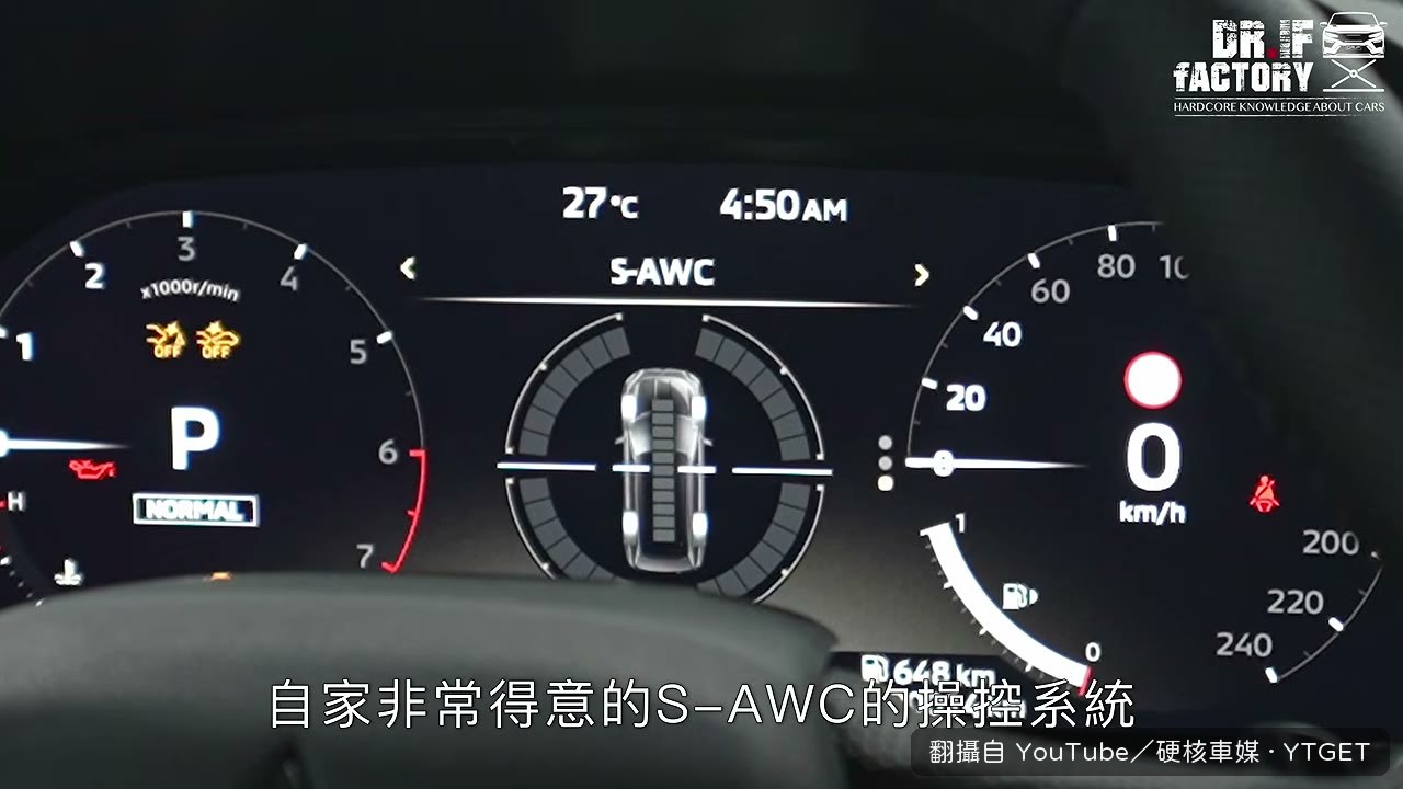 儀表顯示四驅動力分配比例