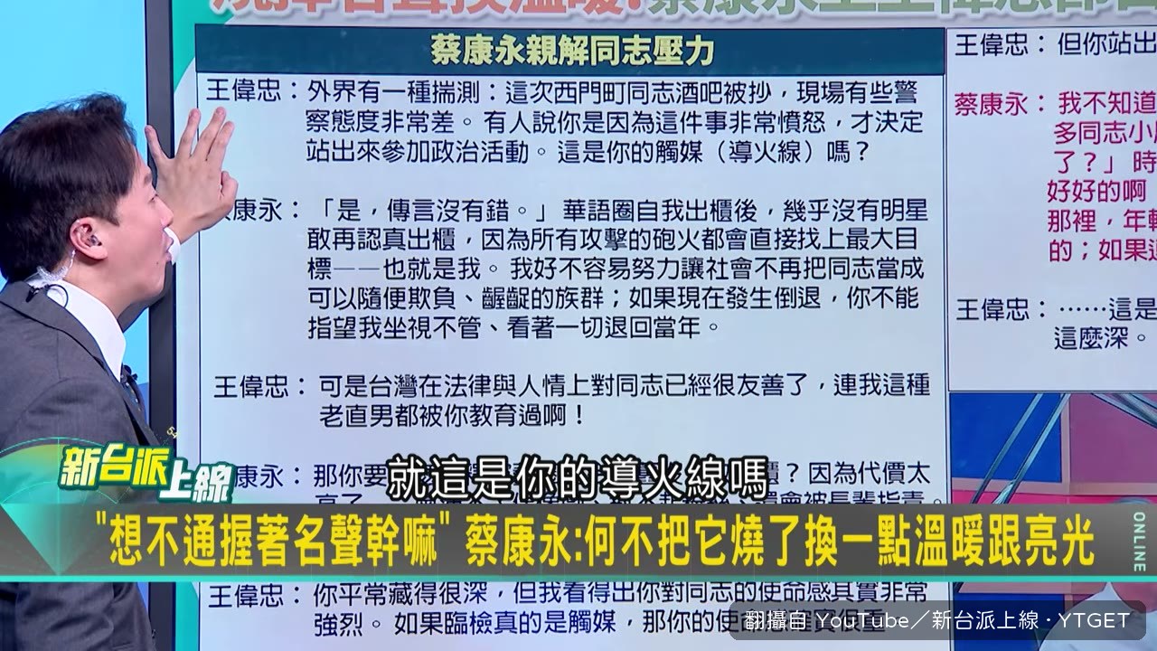 蔡康永證實西門町臨檢是導火線