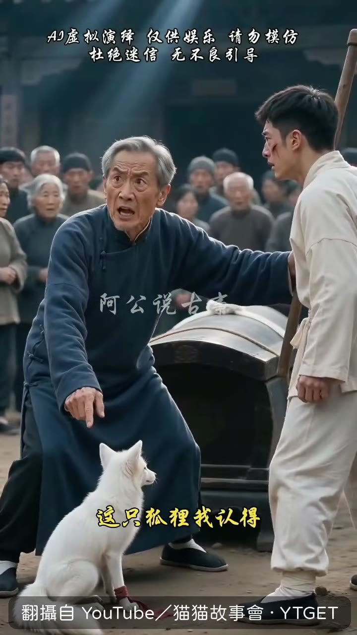 白狐腿上綁著紅布條