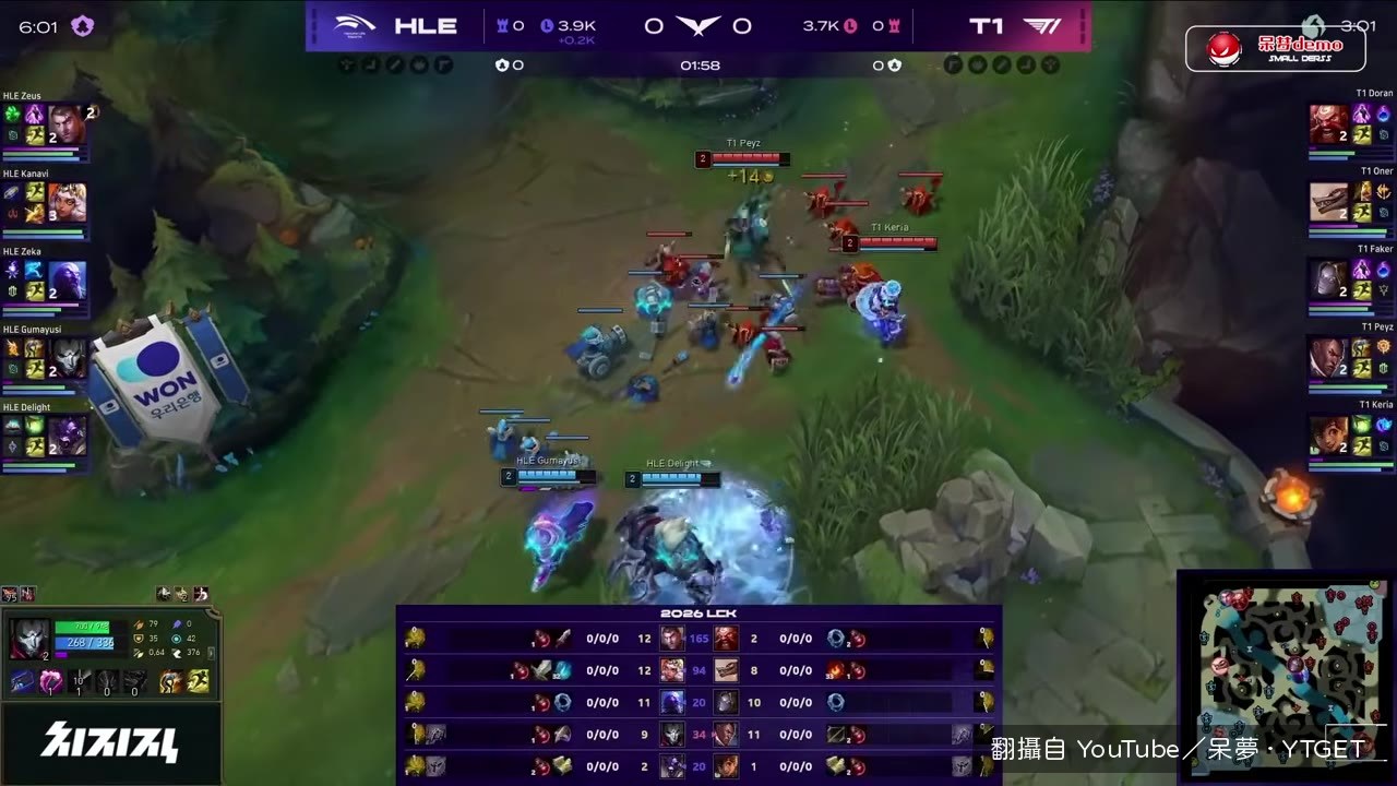 T1前期靠Doran酒桶開團打出節奏