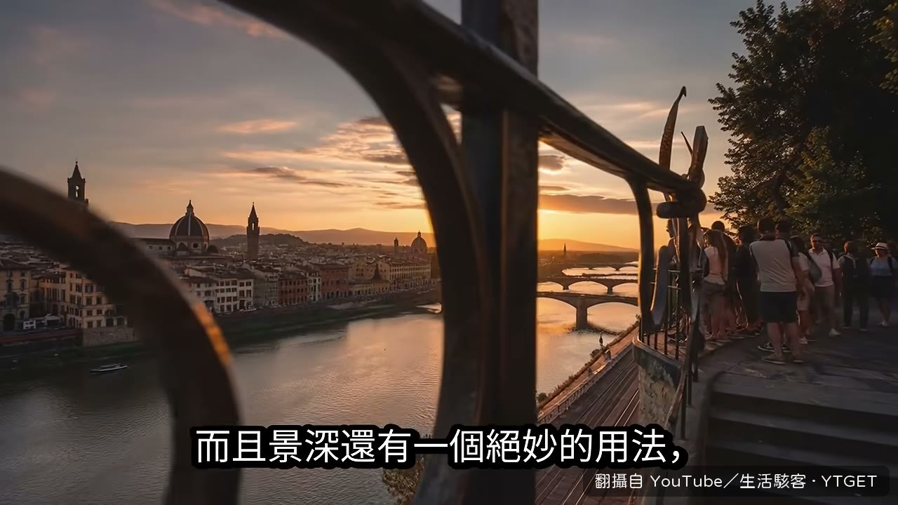 用花枝當前景虛化人潮