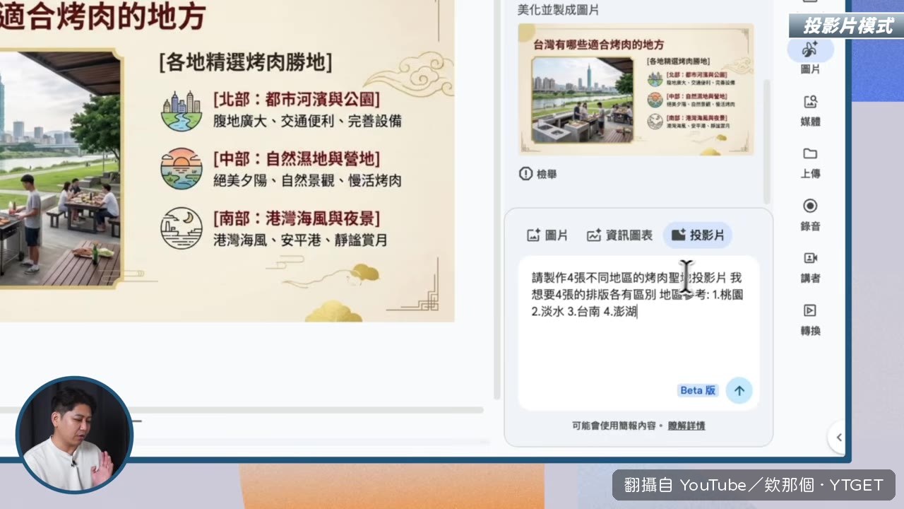 一次生成四張投影片